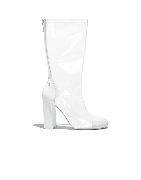 chanel clear boots|chanel boots with pearl heel.